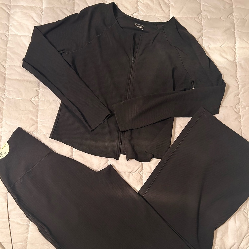 Aerie Flared Ribbed Leggings and Jacket
